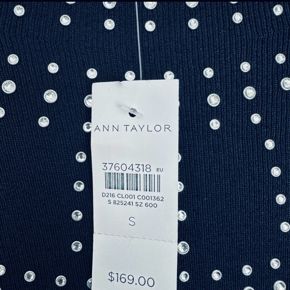 NEW Ann Taylor navy mock neck embellished knit dress - Picture 7 of 10